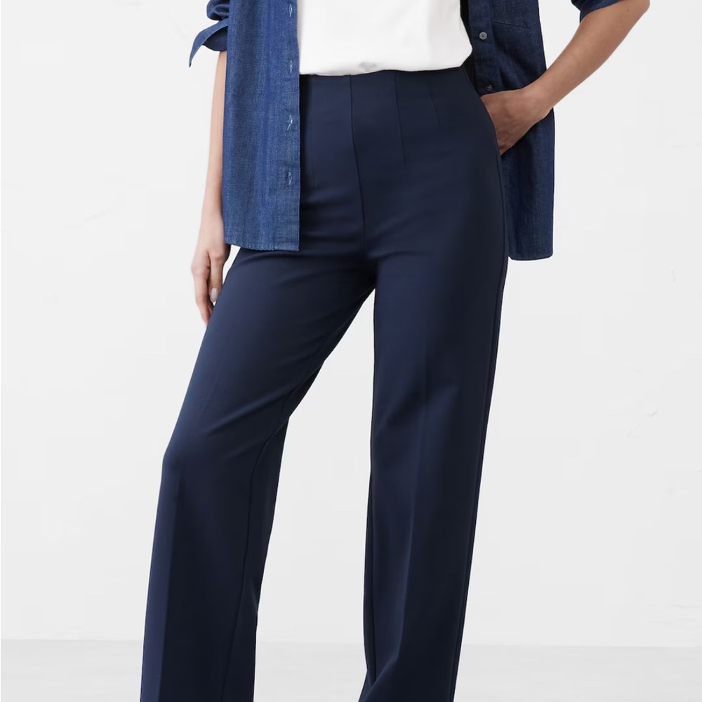 STRAIGHT PONTE PULL-ON PANT -Navy xs